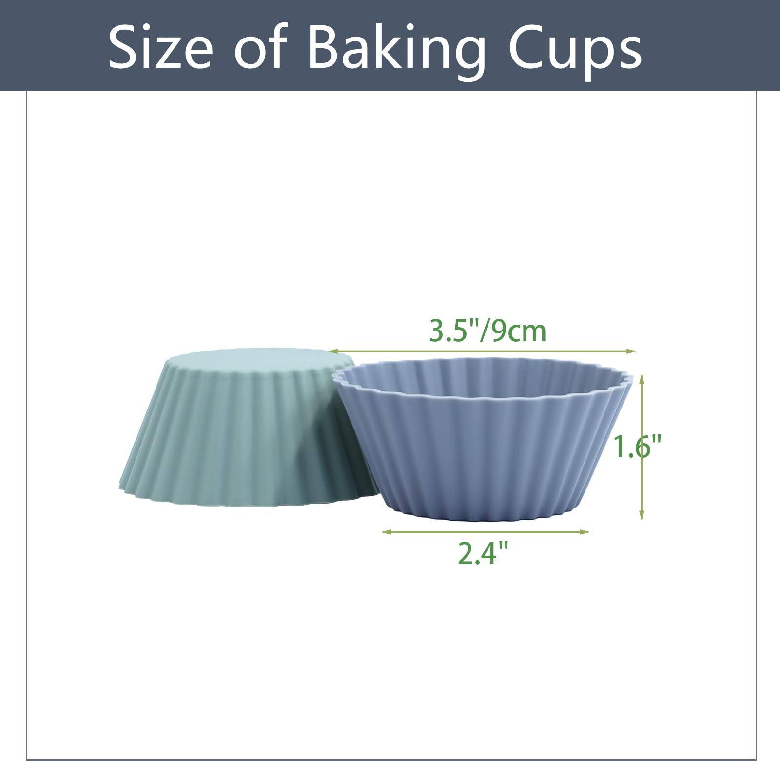 Lot de 12 grands moules à muffins réutilisables en silicone - 9 cm - Sans BPA - Passe au lave-vaisselle