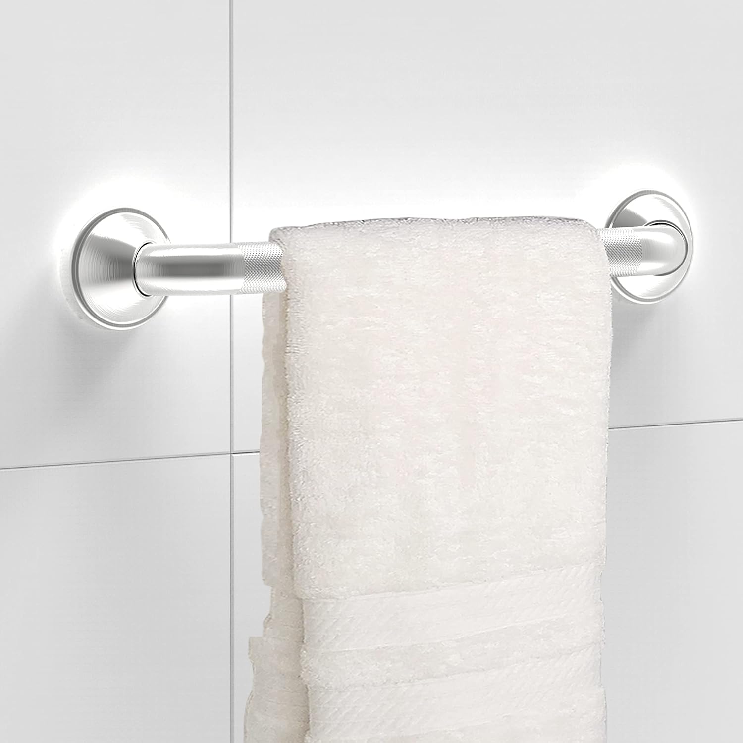 AquaChase 16in Bath Safety Knurled Grab Bar, ADA Compliant, Heavy Duty 500lbs Support, Bathroom Mobility Aid for Seniors and Disabled, Rustproof Stainless Steel Brushed Nickel, Pack of 2 : Health & Household