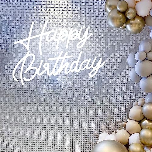DAKABUKA LED Happy Birthday Neon Sign Night Happy Birthday Sign with Dimmable Switch Party Decorations White USB Operated Decorative for Backdrop Party Bedroom Wall Décor 5v