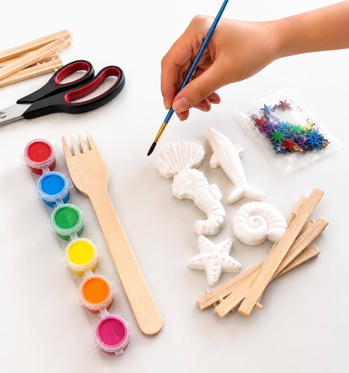 EXPESIA Paint Your Ocean Friends DIY Kit, Sea Animal Ceramic Magnets, 6 Pcs, with Paints and Brush, for Ages 3+-image-40