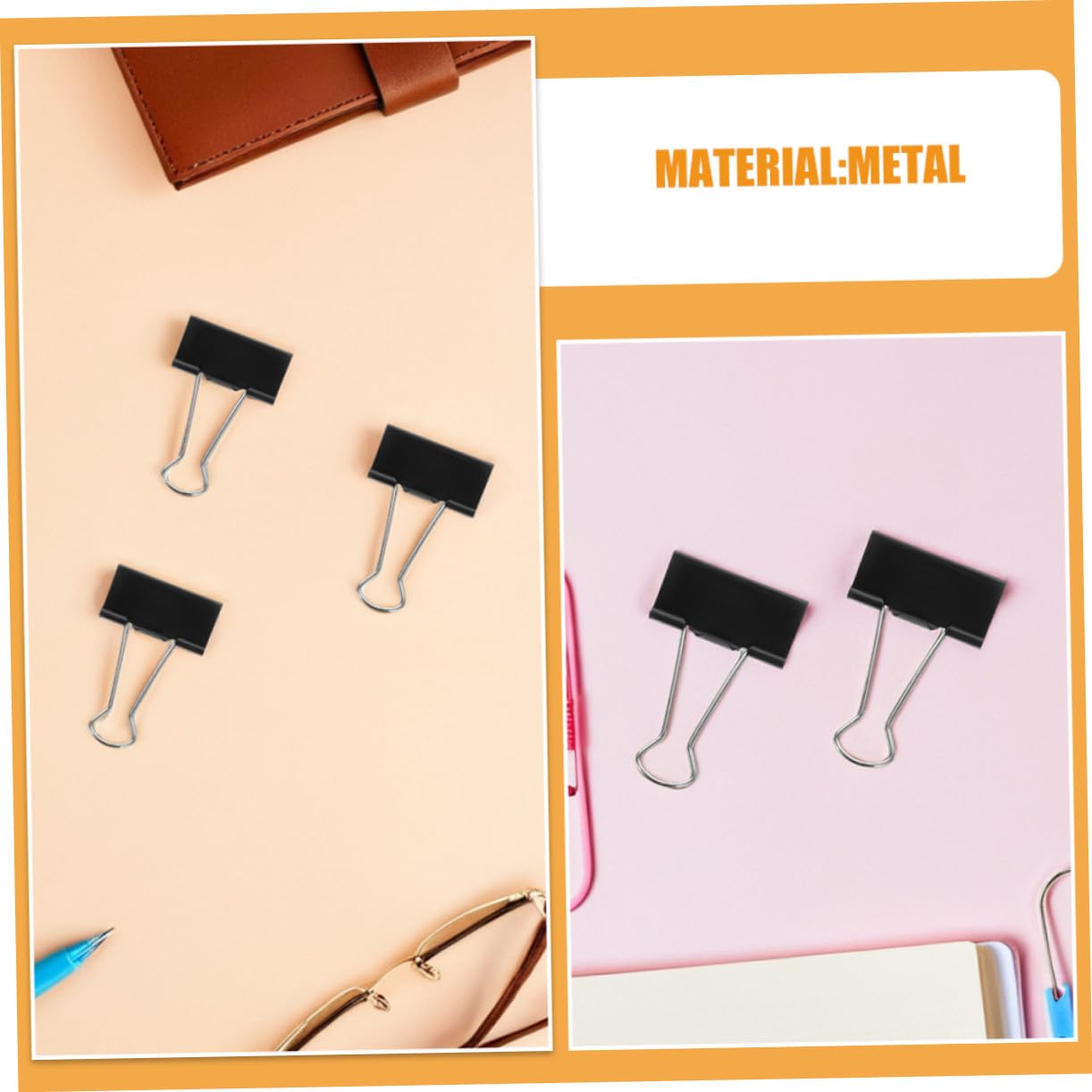 Clip Metálico para Hojas de Oficina 60 Piezas Negras para Archivadores | Metal Negro, Agarre Seguro y Uso Profesional, para Documentos y Materiales de Estudio, 41mm
