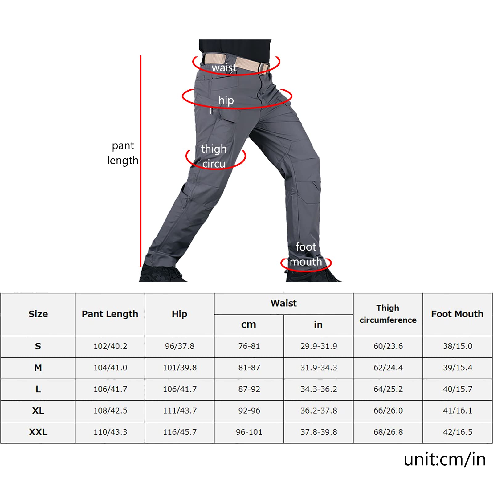 Pantalones de Combate Táctico para Hombre Antidesgarro Multibolsillos Pantalones Cargo Militares para Senderismo Caza Camping(Size:L,Color:Negro)