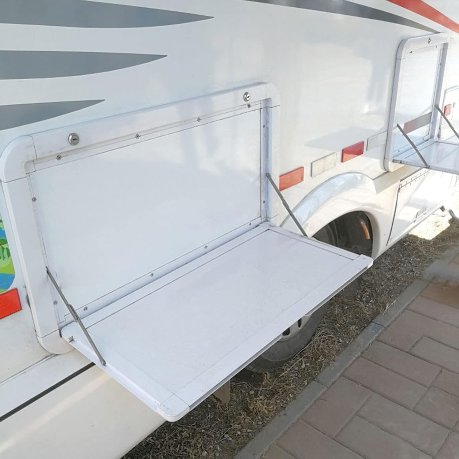 HEYOUTH Tavolo da Pranzo Pieghevole da Parete in Lega di Alluminio, Ribaltabile Esterno (White)