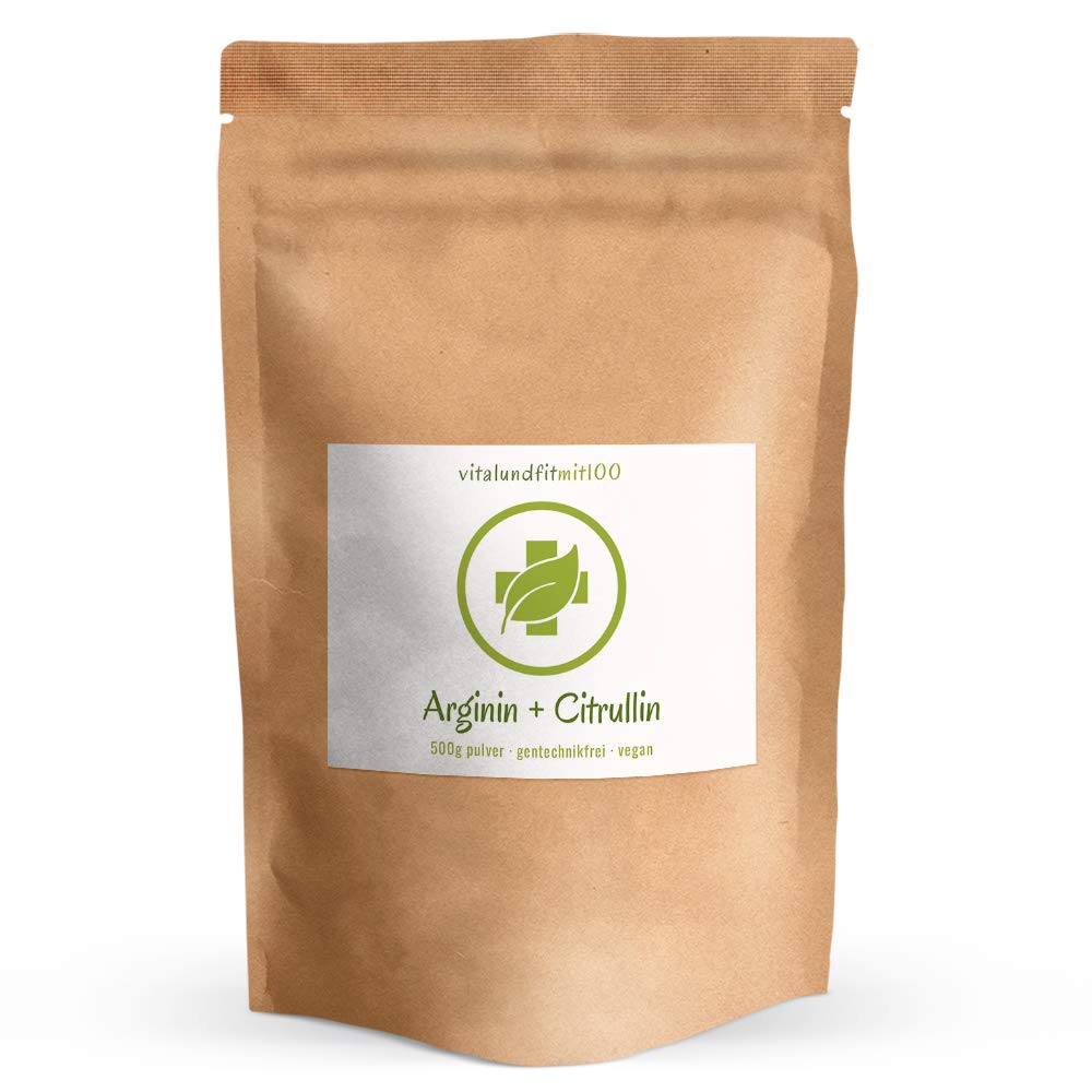 L-Arginin Base (300 g) + L-Citrullin Base (kein Malat!) (200 g) Pulver - Aminosäuren-Kombination 500 g - Fermentationsgewinnung - Premiumqualität - vegan - ohne Hilfs- u. Zusatzstoffe