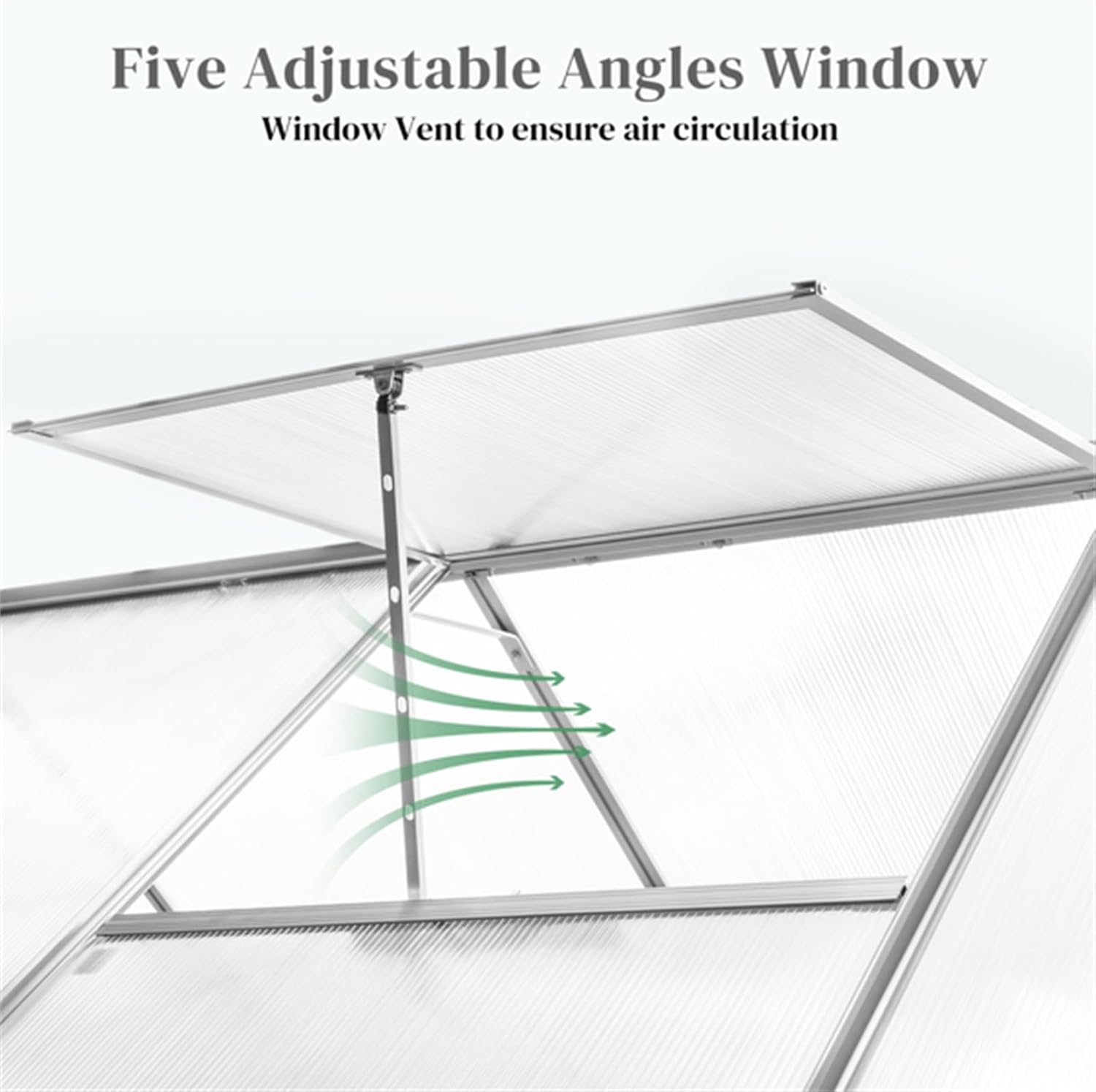 6x8 Hybrid Polycarbonate Greenhouse Double Layer Hollow PC Sun Board Sun Board Flower House hydroponic House Silver