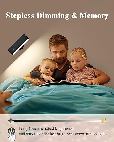 Miniatura 3 de Juego de 2 apliques de pared recargables que funcionan con pilas, lámparas de noche montadas en la pared, extraíbles con rotación de 360, luces de