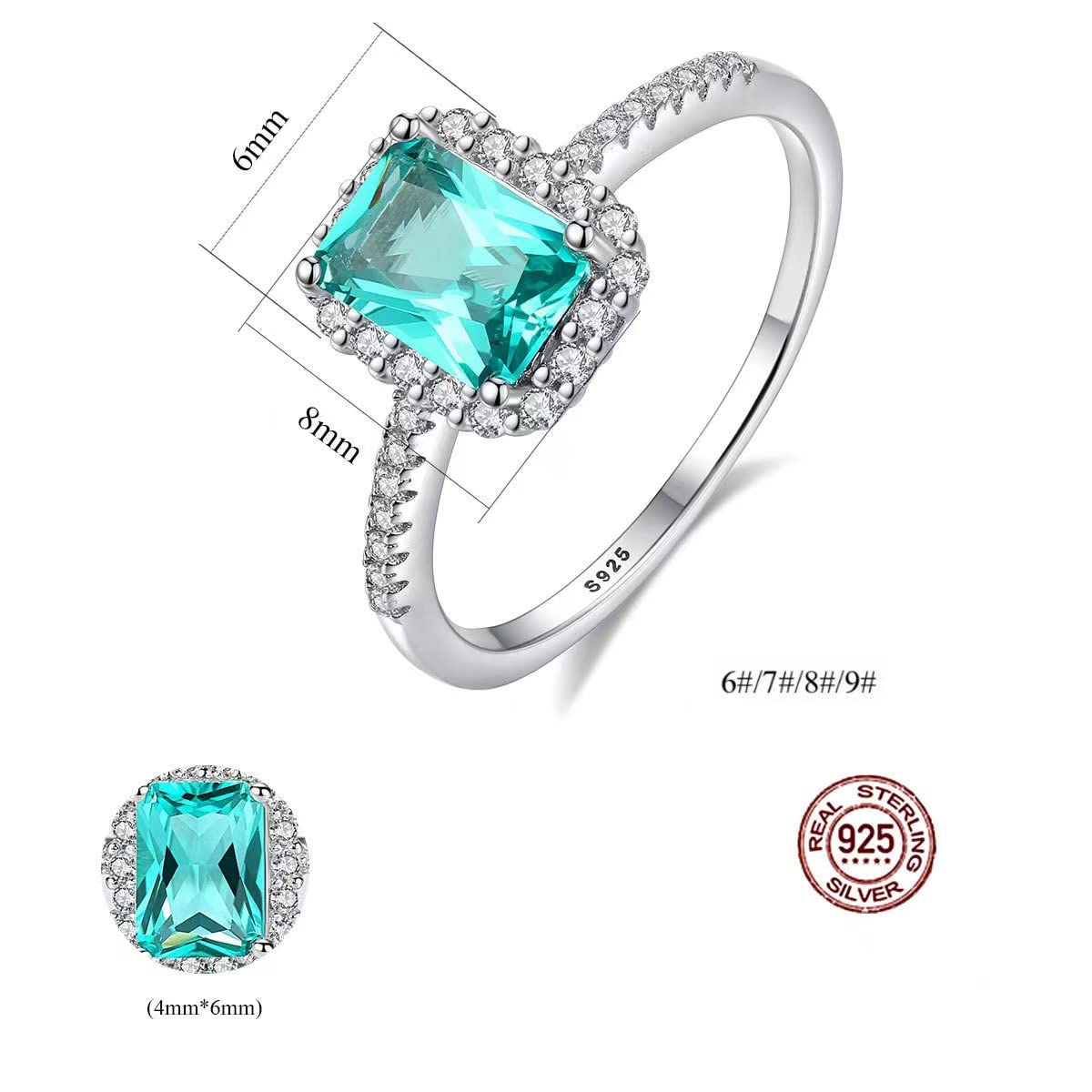 SUYGGCK Rings Verlobungsringe Frauen 925 Sterling Silber Ring-A,8