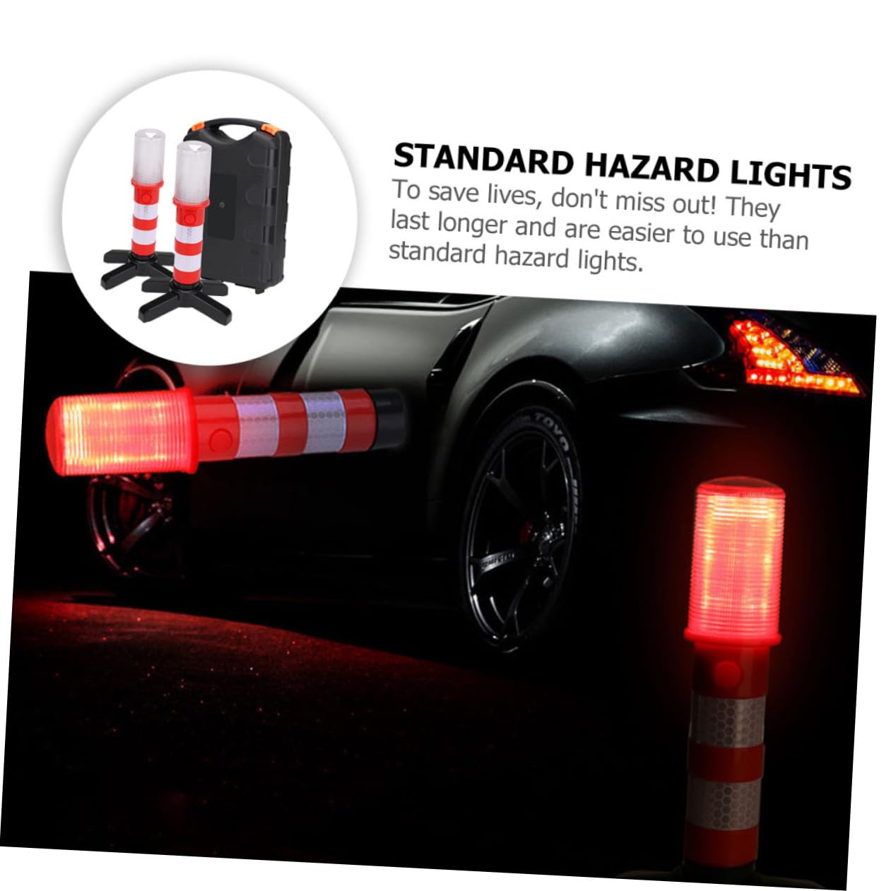 Cabilock Luz Estroboscópica de Seguridad Roja, Lámpara de Advertencia LED Superbrillante Adsorción Magnética, para Control de Tráfico y Carretera