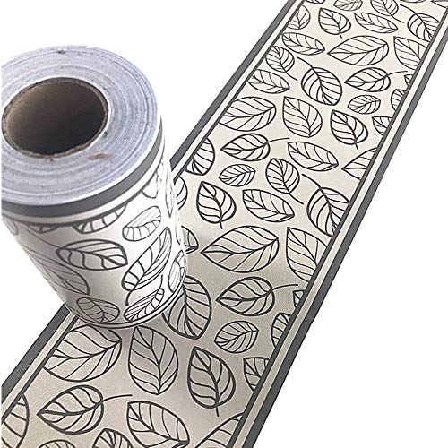 Simplemuji 10 Meters Self Adhesive Gray Leaves Pvc Waterproof Wallpaper Border Peel And Stick For Bathroom Kitchen Counter Top Tiles Sticker #TOP3