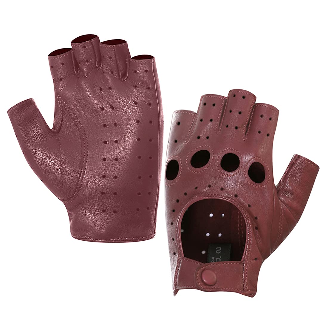Harssidanzar Donna Guanti da guida in pelle senza dita da Mezzo dito sfoderato in montone GL012