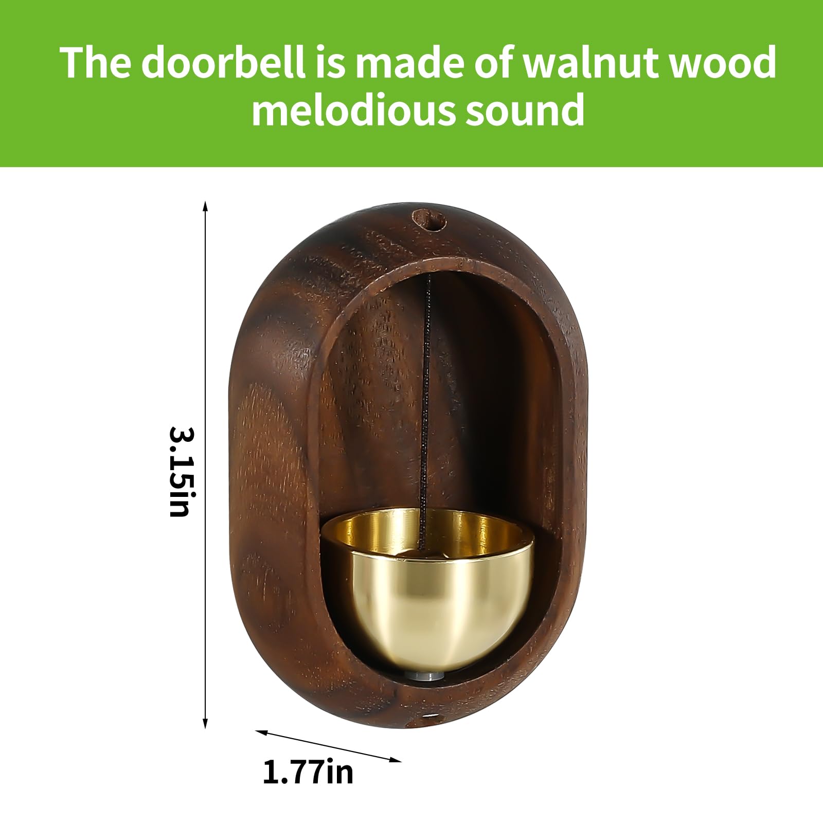 Shopkeepers Wooden Doorbell Door Bells Chimes Magnetic Office Ornament and Hanging Decorative Bells for Travel Trailer RV Fridge Sticker and Barn Door (Walnut Oval)