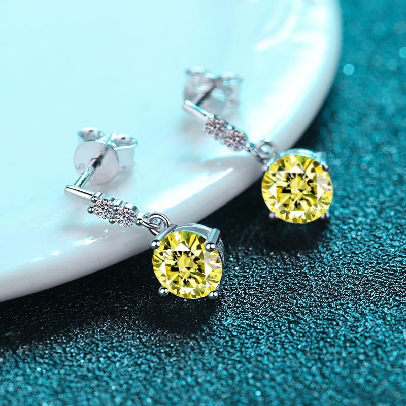 1ct color Moissanite Drop Stud Earrings for Women - Laboratory Diamond Earrings Jewelry S925 Silver Wedding Anniversary Party Gift - Image 3