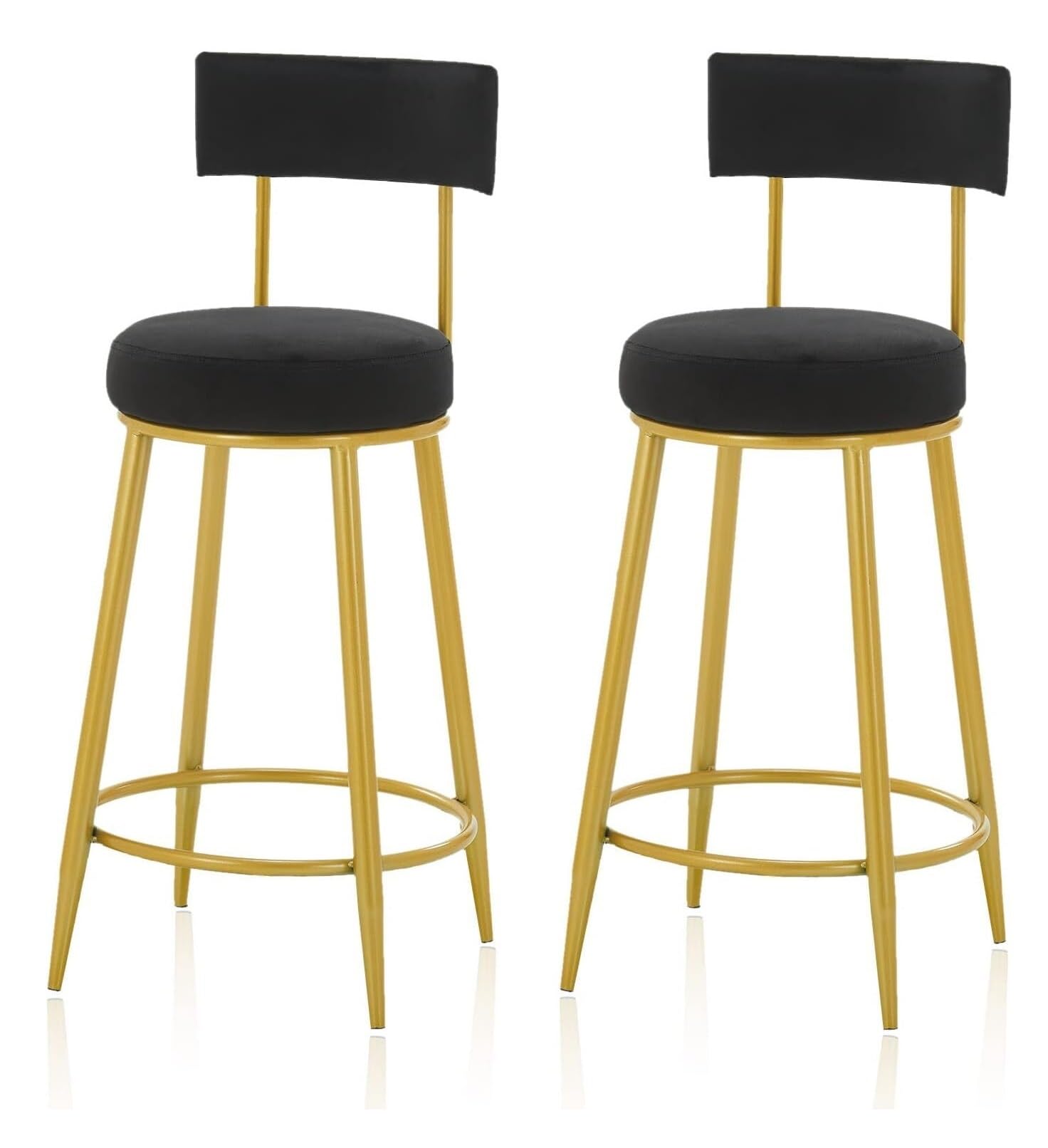 Barstool Bar Stools Counter Stools Bar Chairs Velvet Bar Stools Set Of 2 Breakfast Kitchen Counter Chairs Bar Chairs High Stools With Metal Legs And Footrest Bar Stool Barstools ( Color : Black+Gold ,