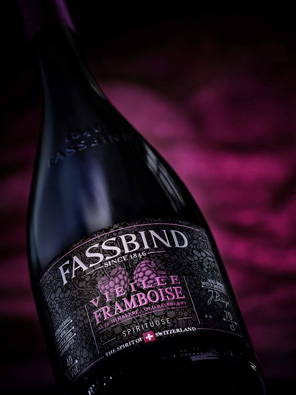 Fassbind Vieille Framboise (1 x 0.7 l) - Edler Schweizer Geist aus vollreifen Himbeeren mit 40% vol. Alkohol | 700 ml (1er Pack)