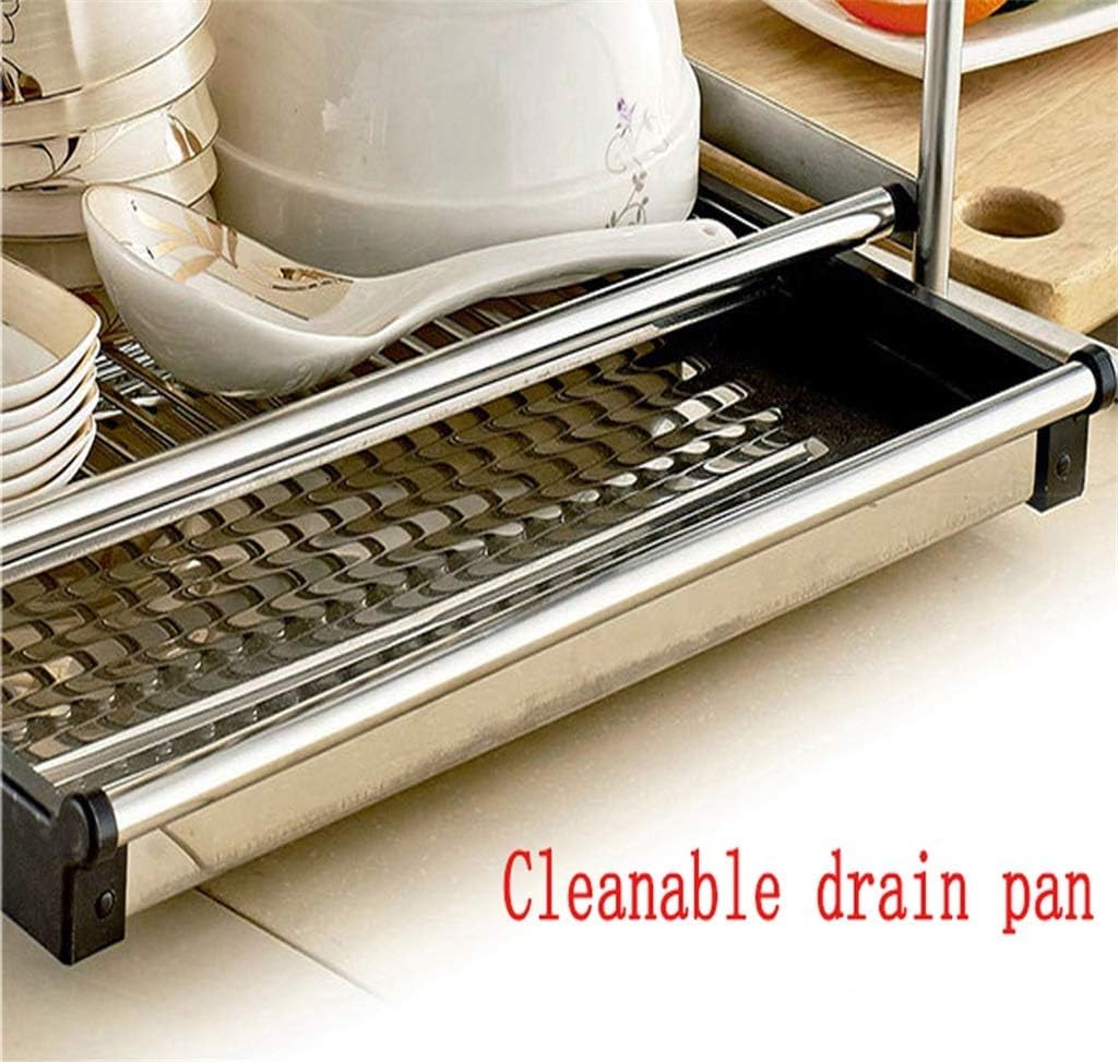 Dish cutlery rack Kitchenware Dish Rack Shelf Stainless Steel Double Drain Drying Water Dish Shelf Dish Rack With Chopsticks Dish Rack Can Put Chopping Board draining rack with cut ( A445*265*460mm)