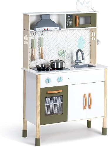 Miniatura 7 de ROBUD Juego de cocina de madera para niños pequeños, juguetes de simulación, regalo de cocina para niñas y niños