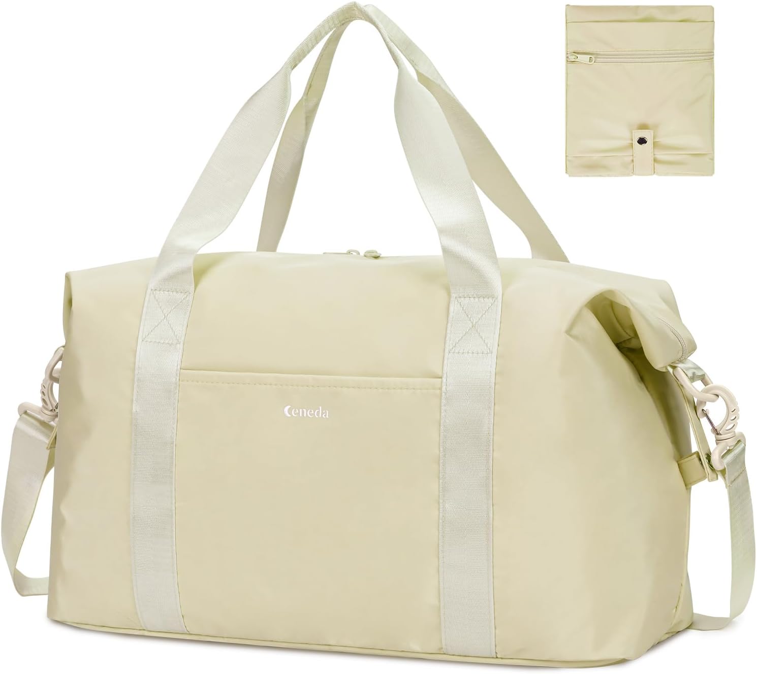 For Spirit Airlines 18x14x8 Personal Item Bag Foldable Travel Duffel Bag Underseat Carry-on Luggage Weekender Overnight Bag for Women (Beige)