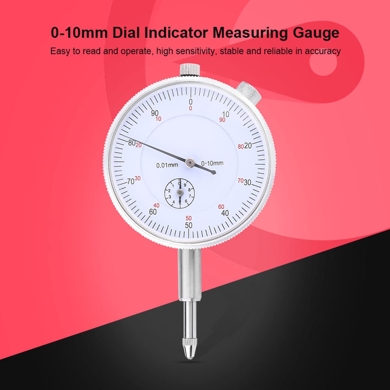0-10mm Dial Indicator, 0.01mm Accuracy Measuring Tool Gauge High Precision Instrument For Vehicle
