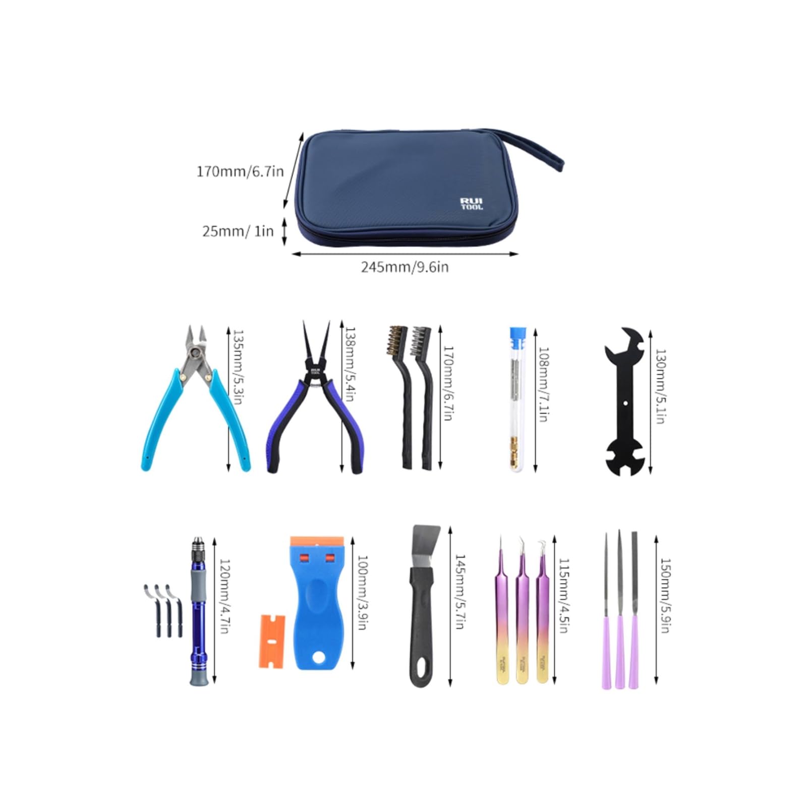 Amagogo Kit de Herramientas de Impresión Profesional Juego de Mantenimiento y Limpieza Puntiagudas Alicates Angulados y Cortadores Caja Compacta Adecuado para