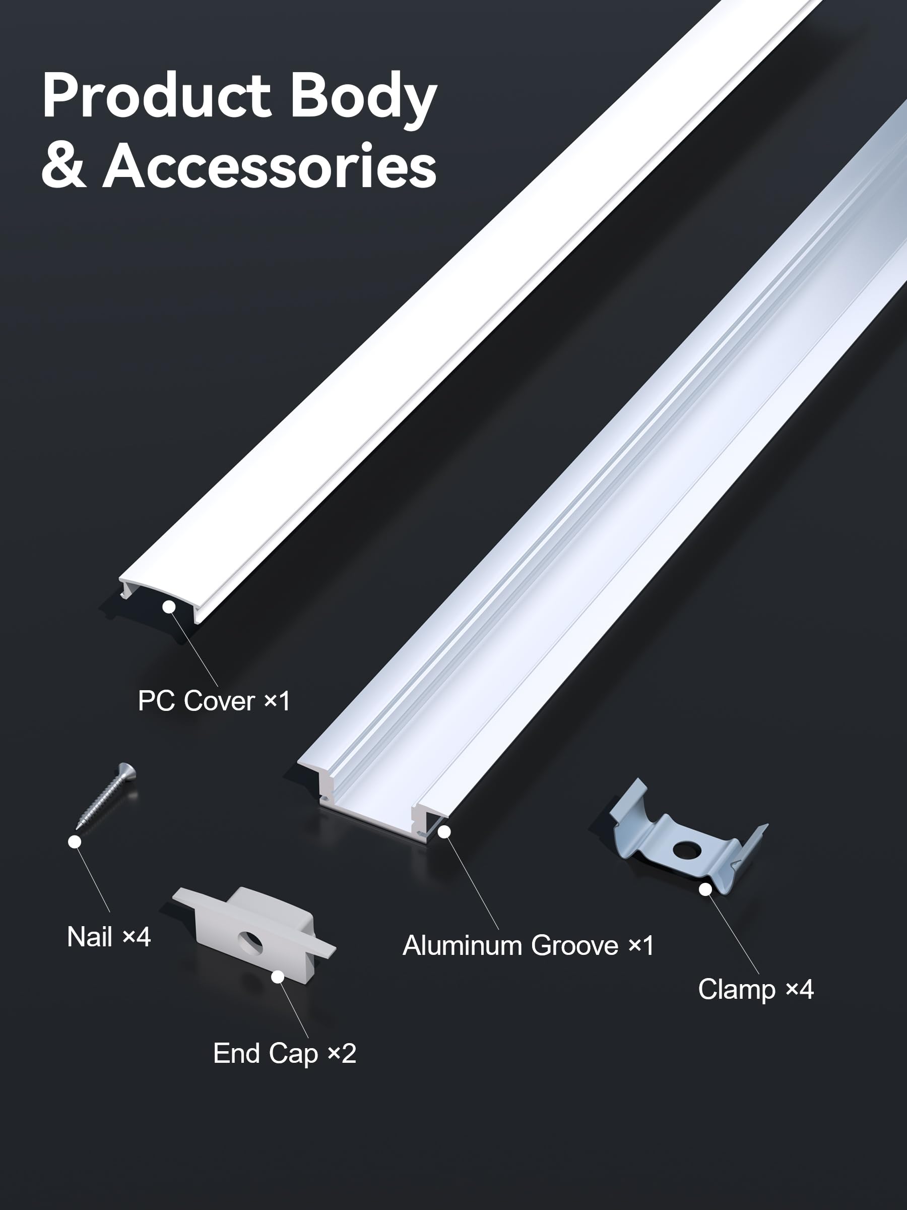 Profilé LED Aluminium 2m×5pc Encadrable Diffuseur Transparent Profilé en U Encastrable Placo Rail Baguette Aluminium pour Ruban Cache Étanche Plafond Profilé LED