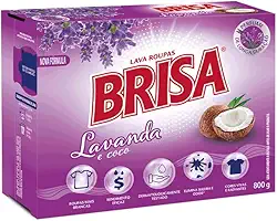 Brisa Detergente em Pó Lava Roupas Lilás Lavanda e Coco Cart 800g