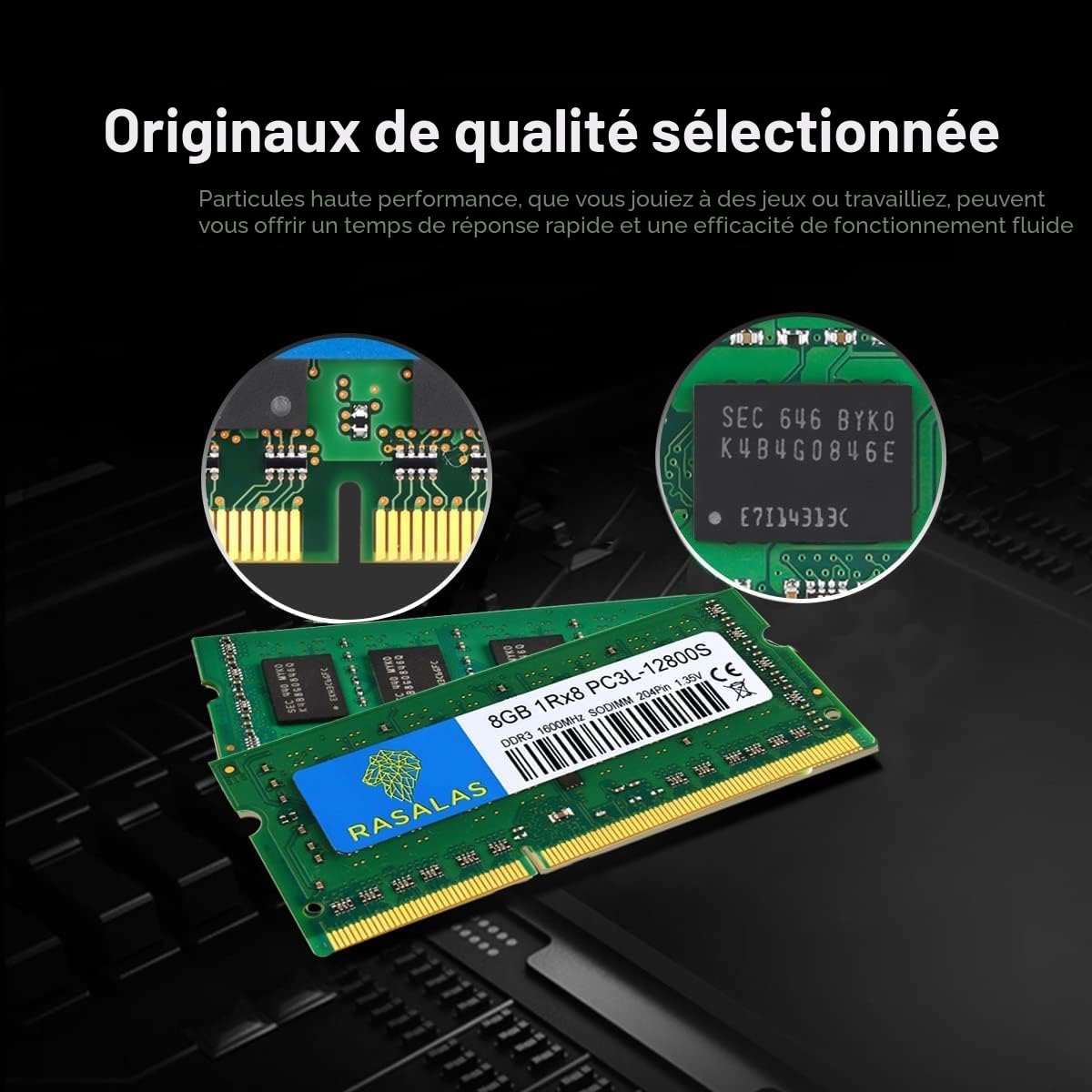 8 Go 1Rx8 PC3L12800S DDR3L1600MHz for RAM: SODIMM DDR3 12800 1.35V CL11 204-Pin PC312800 Mémoire Portable