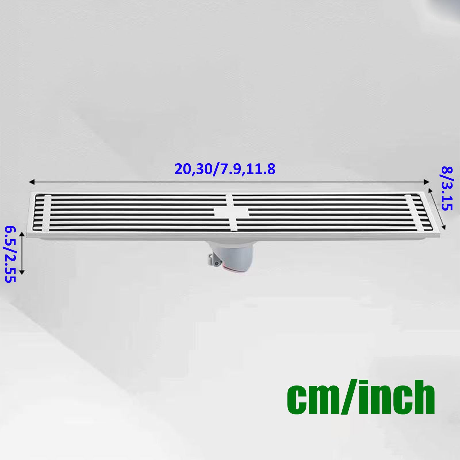 Rectangular Canaleta Ducha con Filtro De Pelo,Desagüe Lineal De Acero Inoxidable,Desagüe Canal Ducha para Inodoro Baño Cocina Balcón,Plata,B 8 * 30cm