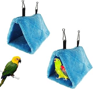 Tfwadmx 2Pcs Bird Tent Plush Hammock Warm Hut Hanging Nest for Cage Snuggle Sleeping Bed Parrot Hideaway Cave for Eclectus Parakeet Cockatiels Cockatoo Lovebird