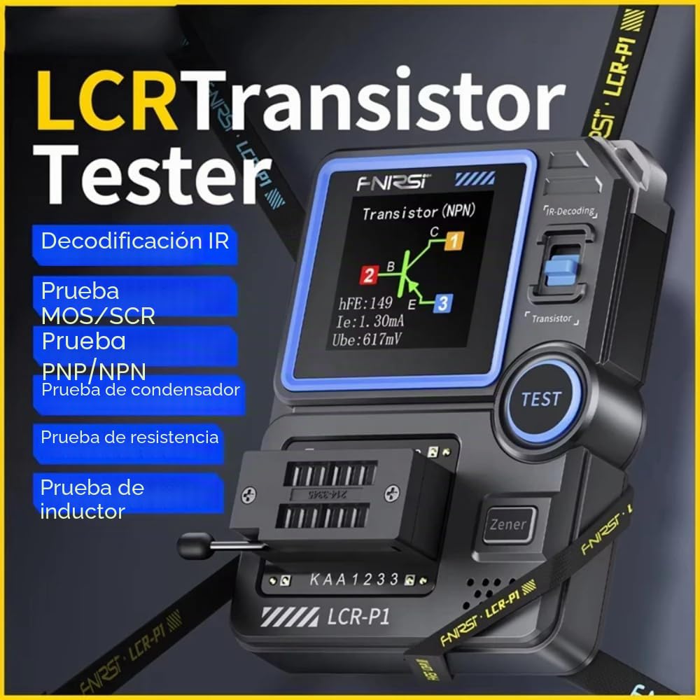 DollaTek Mosfet Tester Transistor Tester Condensador Transistor SMD Multifuncional Probador Componentes Electrónicos Diodo Triodo ESR NPN PNP Tester MOSFET Medidor LCR Anti-Burn