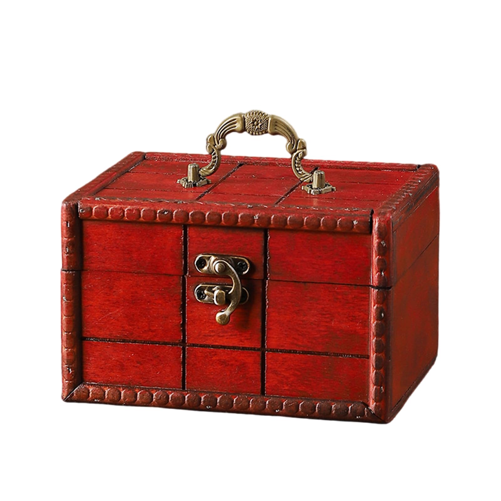HDOYTXXM Antique Styles Handled Wooden Chests Home Storage Organizers Bucolic Keepsakes Box for Keepsakes Supplies Vintage Jewelry Storage