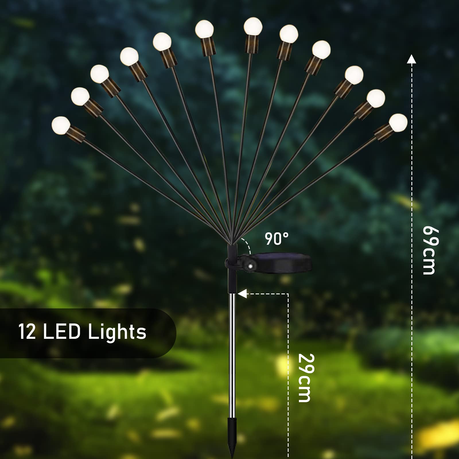MLOQI 1 zestaw zewnętrznych solarnych lamp ogrodowych, świetliki solarne 12 diod LED IP65, wodoszczelne, zewnętrzne lampy solarne LED, przejście, urodziny, dekoracja ogrodowa na zewnątrz