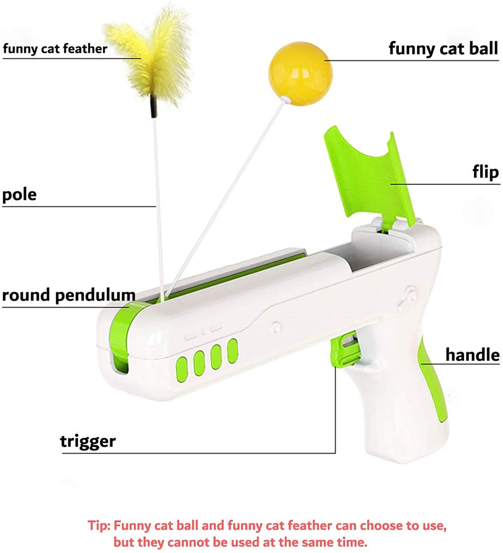 Interactive Cat Feather Toys, Rebound Funny Cat Feather Gun Funny Cat Ball - Image 2