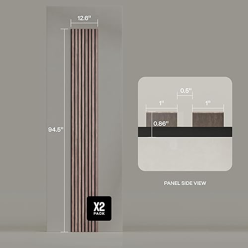 Miniatura 5 de Paquete de 2 paneles de listones de madera acústica - Paneles de pared insonorizados para decoración de interiores