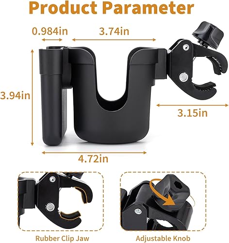 Miniatura 7 de Portavasos para cochecito compatible con Evenflo con soporte para teléfono, accesorios de vagón compatibles con Evenflo, negro