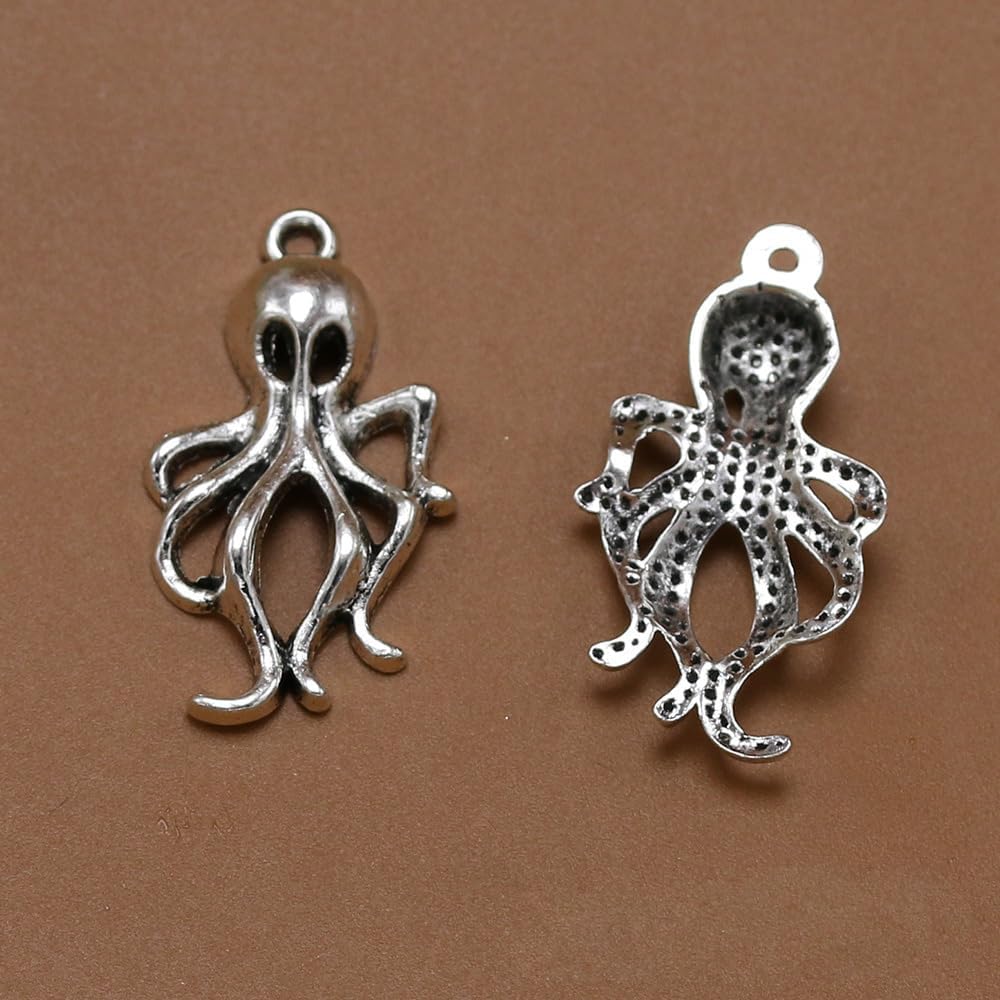 vokoko 60Pcs Octopus Charms Antique Silver Bronze Octopus Charms for Jewelry Making Metal Beads Pendants for Bracelet Keychain Necklace DIY Craft - Image 5