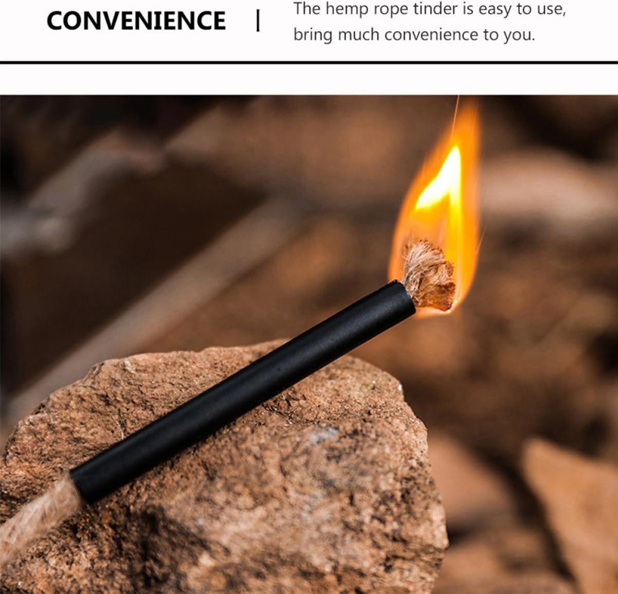 5Pcs Wax Fire Starter Rope with Handles Flame Rope for Camping BBQ Hiking and Outdoor Cooking Easy Ignition Wind Resistant Fire Making Kit
