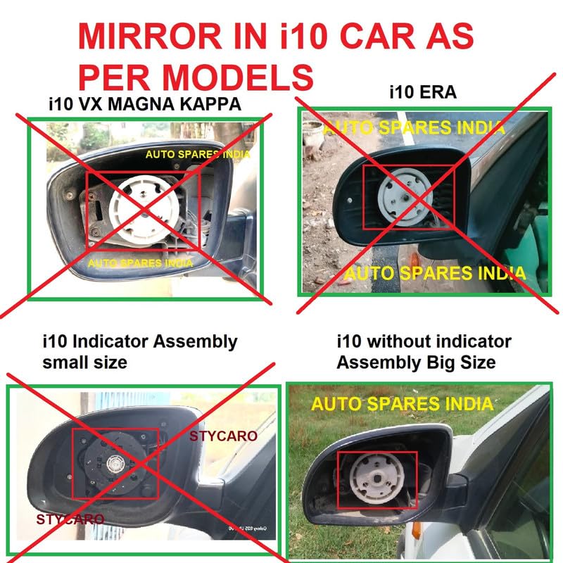 STYCARO-ORVM Side View Mirror Glass/Sub Mirror Glass Plate compatible with Hyundai i10 2007-2014 Model (I10 IST GEN MIRROR SHAPE 1, LEFT PASSENGER SIDE) - Image 3 thumbnail