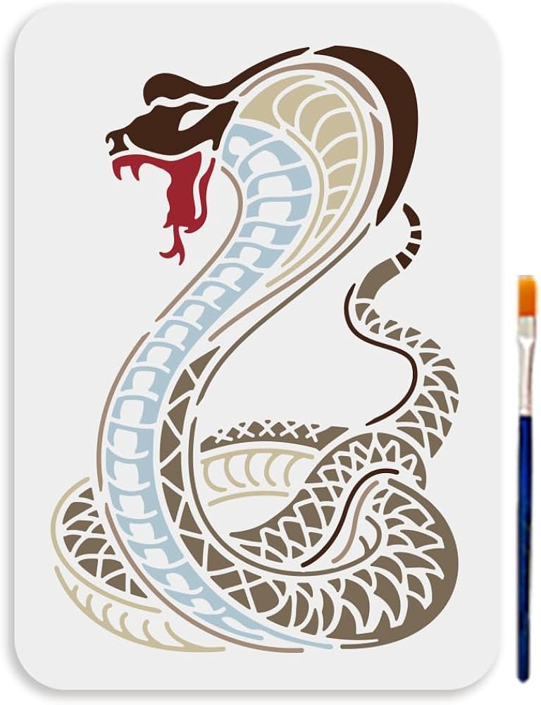 amazon-com-mayjoydiy-a4-size-cobra-snake-cold-blooded-animal-template-11-7x8-3inchs-reusable-python-stencil-reptile-pet-hollowing-template-for-painting-on-wood-floor-wall-tile-home-decor-arts-crafts