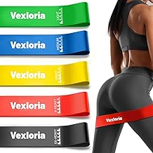 Vexloria Elastic Resistance Bands – Set of 5 Exercise Loops with 5 Resistance Levels, Includes Carry Bag, Ideal for Home, Gym, Yoga and Workout