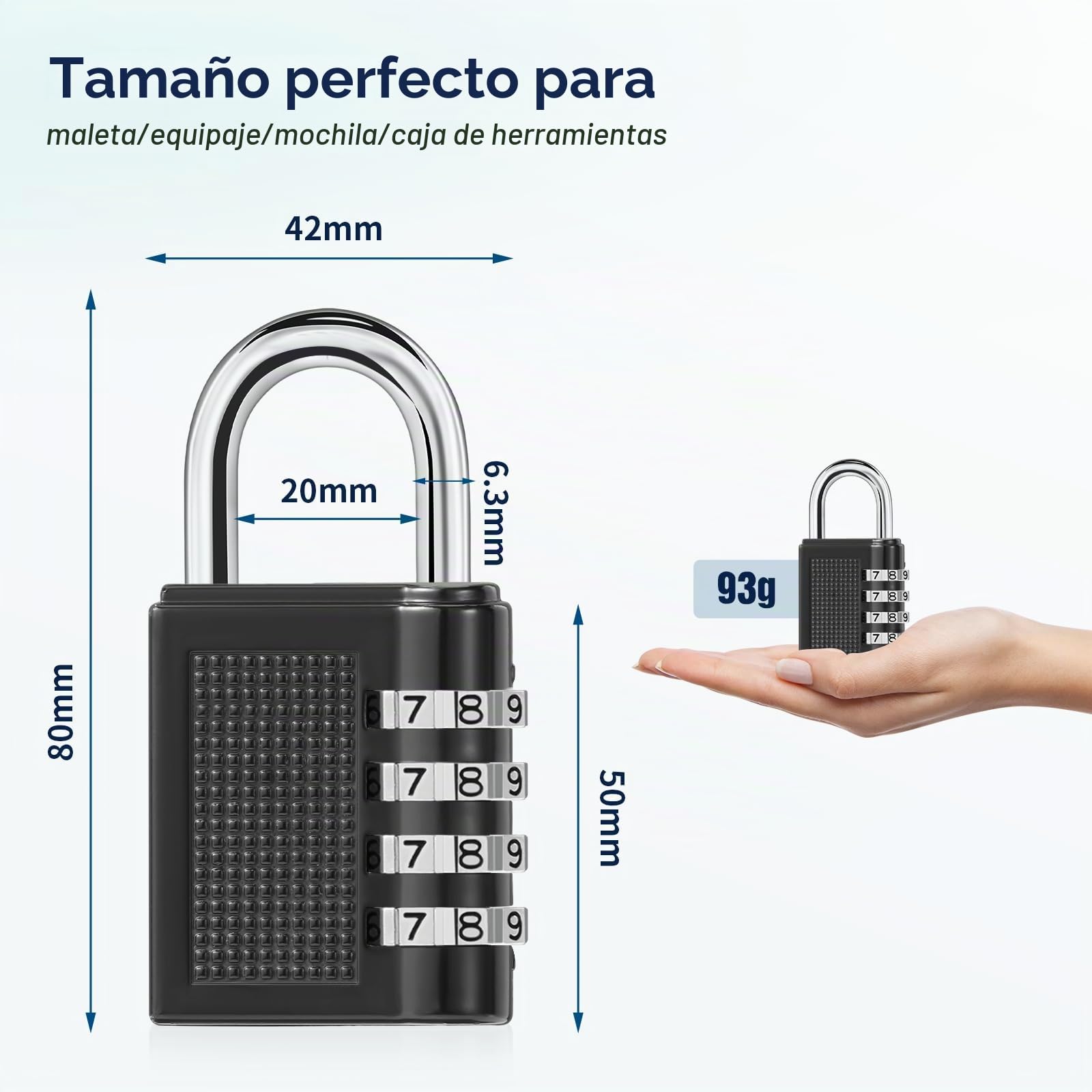 Oderra 4 Dígitos Candados de Combinación, Candado Taquilla, de Seguridad de Aleación de Zinc Adecuado para Dormitorios, Gimnasios, Cobertizos, Almacenes, Portones