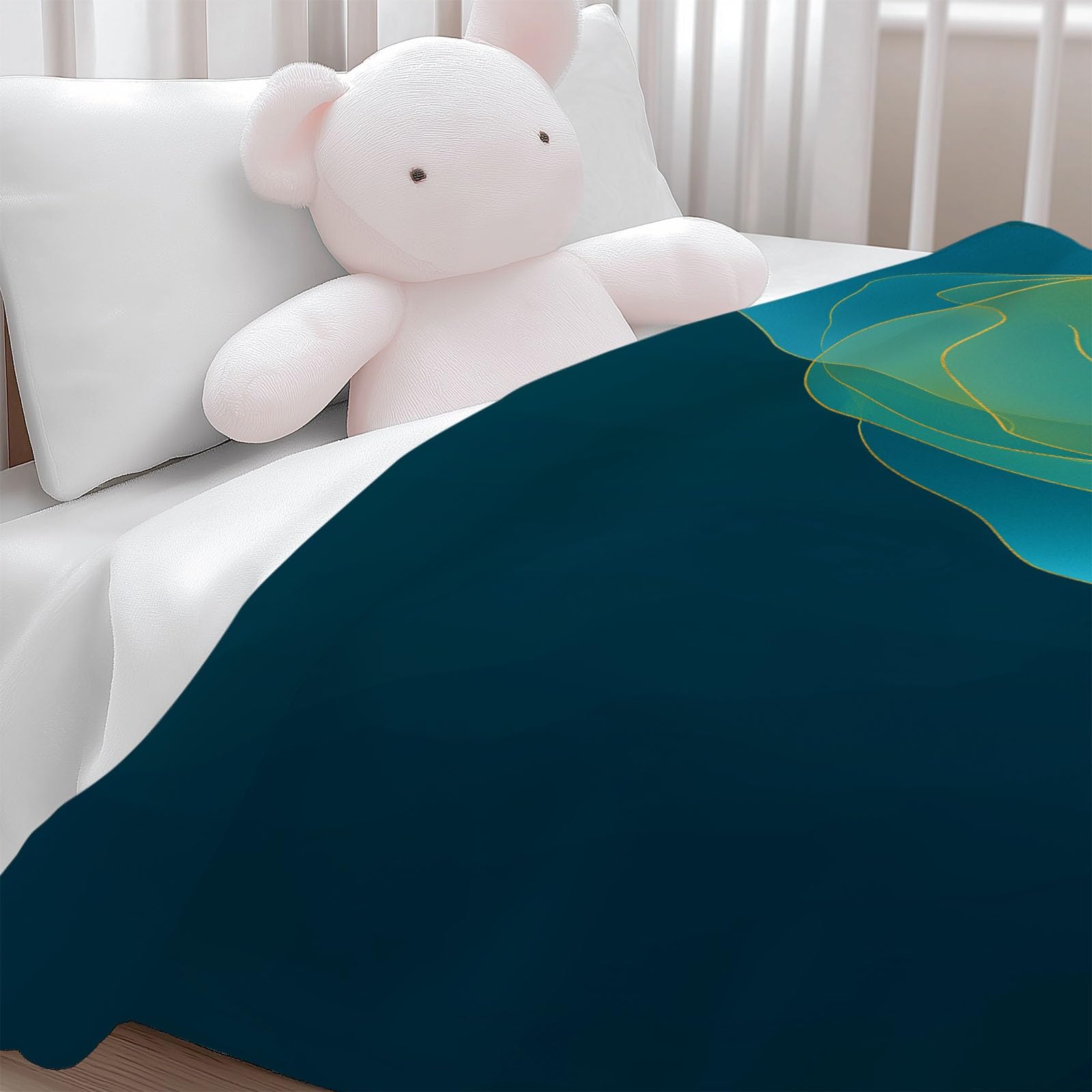 Genérico Manta de Franela de Forro Polar para Niños y Adultos 220 x 240 cm, Mantas para Sofa Estampado Abstracto Minimalista Floral Rosa - Manta Azul Verdoso Suave Cálida Transpirable Ligera