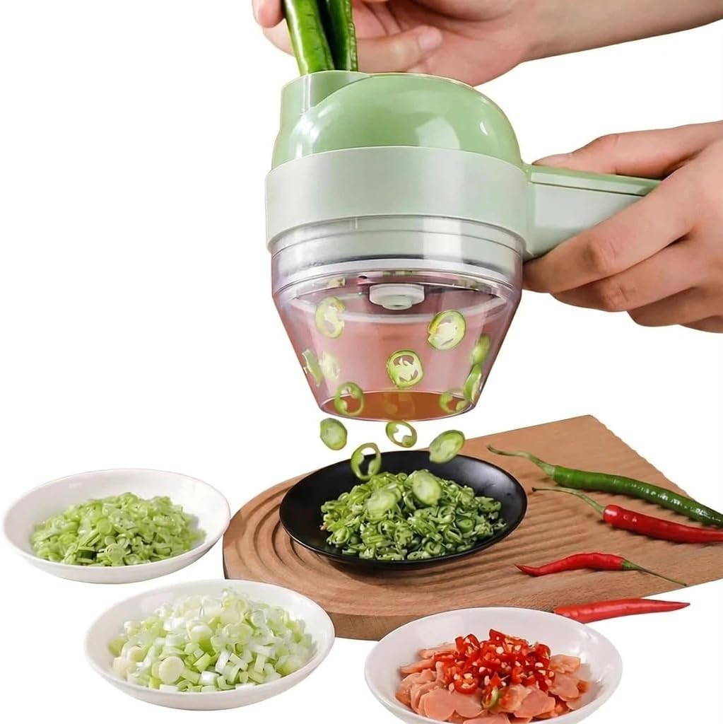 4-in-1vegetable cutter,multi functional electric vegetable slicers,garlic chopper mini, garlic food processor, electric wireless food slicer