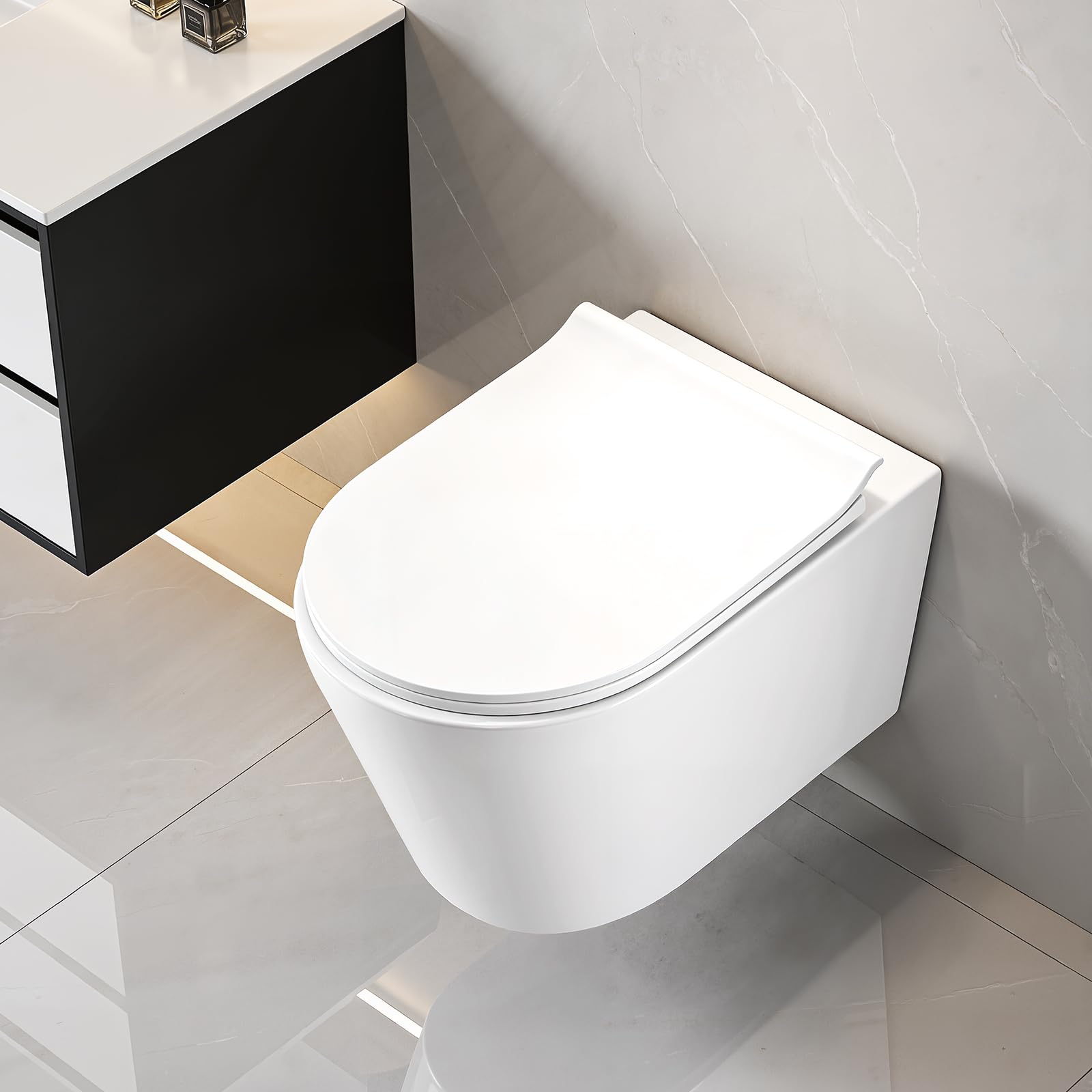 Hänge WC Spülrandlos Wand WC Toilette ohne Spülkasten, leise unter 50dB, 400kg Tragfähigkeit