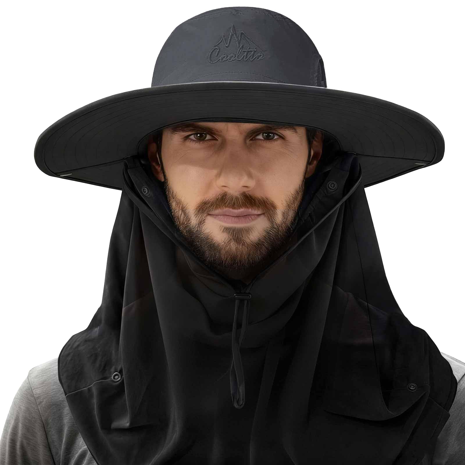 Cooltto L/XL/XXL Sun Hats for Men & Women UPF 50+ Wide Brim Bucket Hat with Face Cover & Neck Flap - Fishing Safari Hat, UV Protection & Breathable Summer Hiking Cap for Outdoor Activities