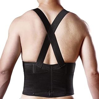 Lumbar Support with Double Banded Strong Compression Pull Straps, Breathable Waist Lower Back Brace Care Brand Black XXL Black M