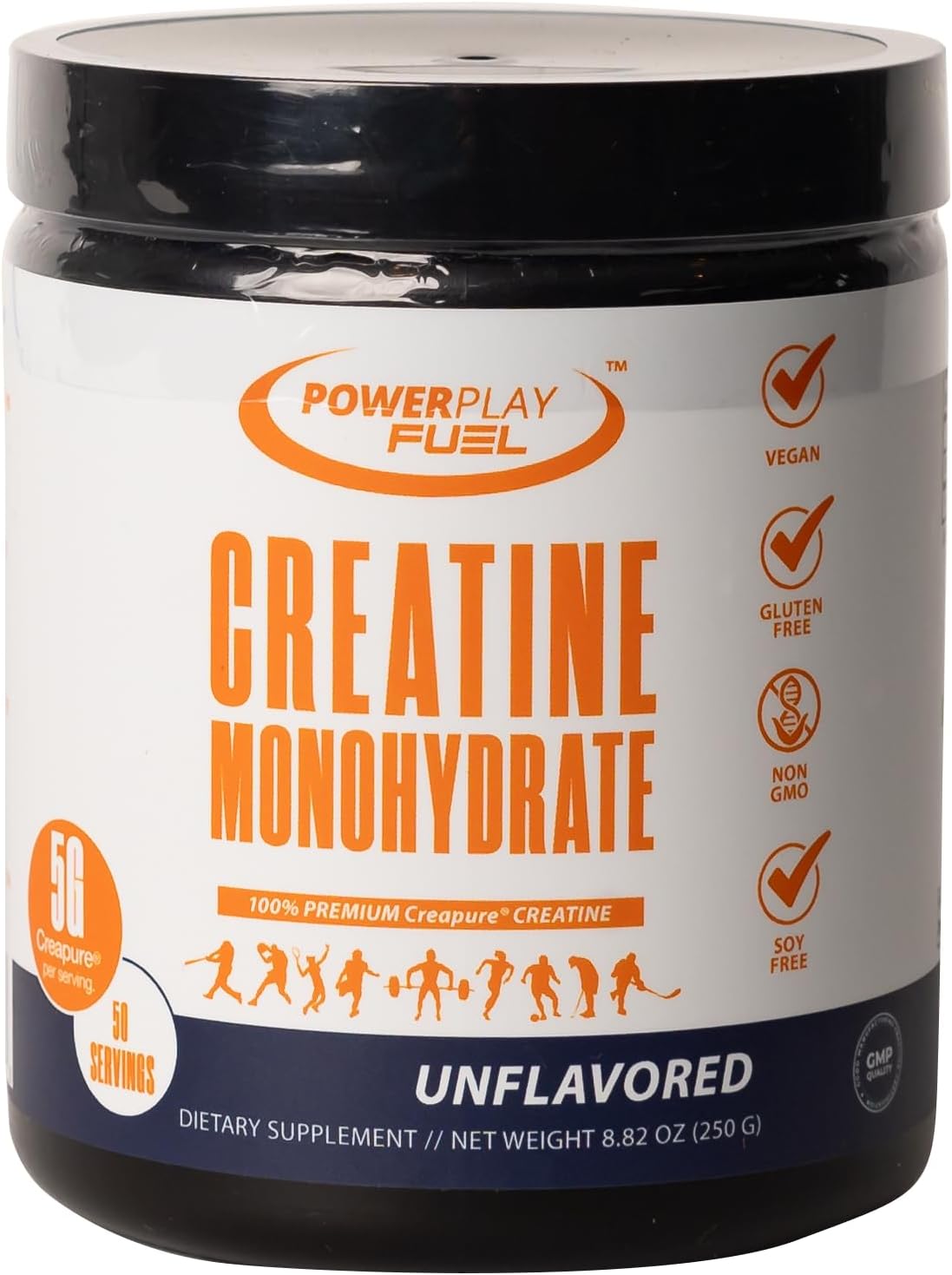 CREATINE Monohydrate Powder – Supports Energy, Brain & Muscle Health, and Recovery for Men & Women - Gluten & GMO Free, Soy Free, Sport Certified – Unflavored, 250 G, 50 Servings