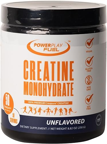 CREATINE Monohidrato en polvo  Apoya la energía, la salud cerebral y muscular, y la recuperación para hombres y mujeres  Sin gluten ni OMG, sin