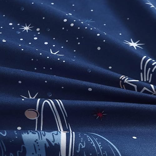 Miniatura 7 de MAG Juego de 3 piezas de ropa de cama, juego de sábanas con temática de espacio, galaxia, planetas, estrellas, tamaño queen, para niños,