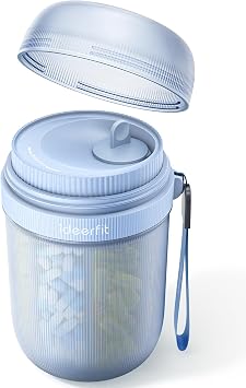 Large Sealed Pill Organizer with Desiccant, Light-Proof Moisture-Proof Pill Bottle with 7 Large Compartments, Anti-Mixing Touch-Free Pill Dispenser, BPA-Free Vitamin Organizer with Handle, Blue