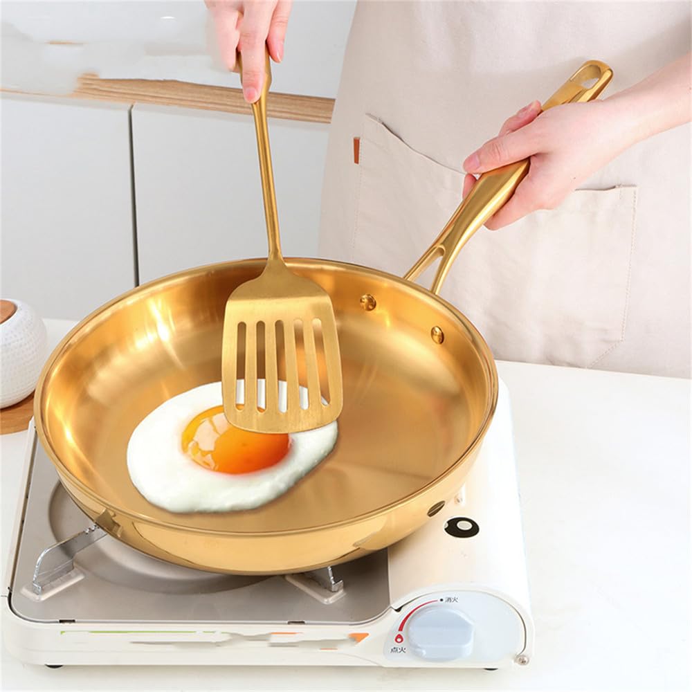 Bratpfanne aus Edelstahl 304, 28 cm, hochwertige Pfanne zum Braten von Steaks, antihaftbeschichtete Pfanne, Allzweck-Induktionsherd, Wok-Kochgeschirr, Regenbogen
